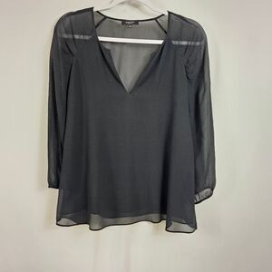 Aritzia Babaton Three Quarter Sleeve Silk TBlouse in Black - Size S